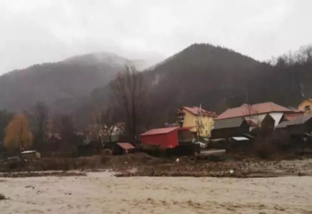 Alba. Mașini luate de viituri, străzi blocate de copaci și case inundate 