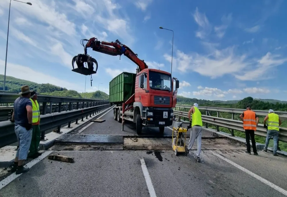 Lucrări la viaductul Aciliu, de pe A1