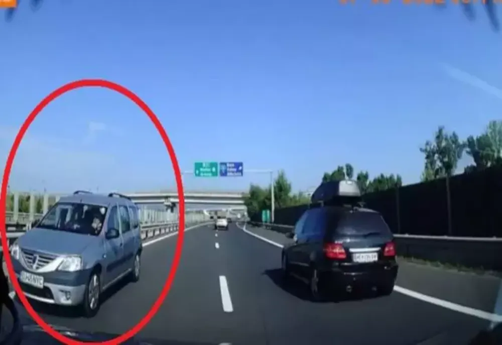 Imagini scandaloase - Un șofer gonește pe contrasens pe Autostrada A1 - Tragedie evitată în ultima clipă